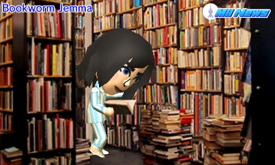 Jemma buried in books