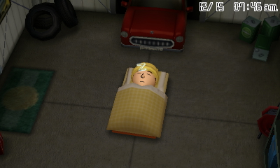 A mii of Matt Sharp sleeping